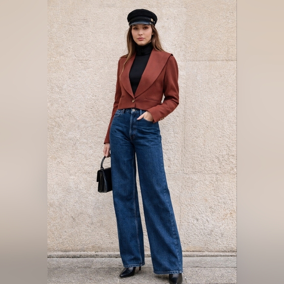 ALFRED SUNG Jackets & Blazers - Alfred Sung Cropped Blazer Rust Chic M